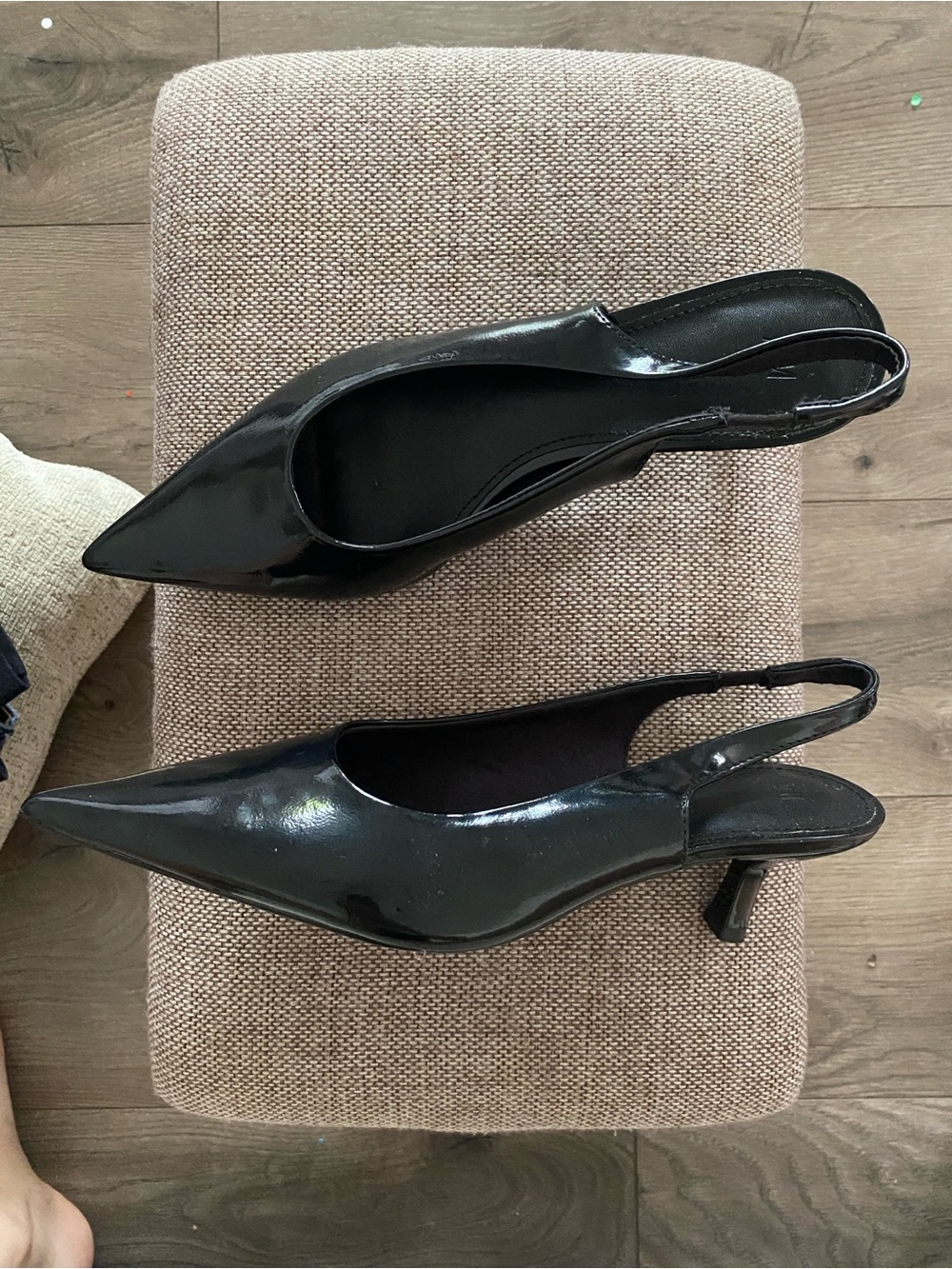 H&M Patent Black Slingback Pointed-Toe Heels